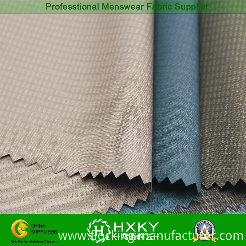 Phantom Checks Dobby Polyester Fabric with Cation Fiber for Jacket